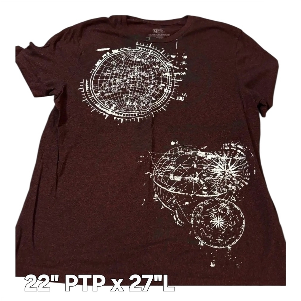 Apt. 9 Maroon and White 'Y2K' Graphic Tee-Size XL EUC